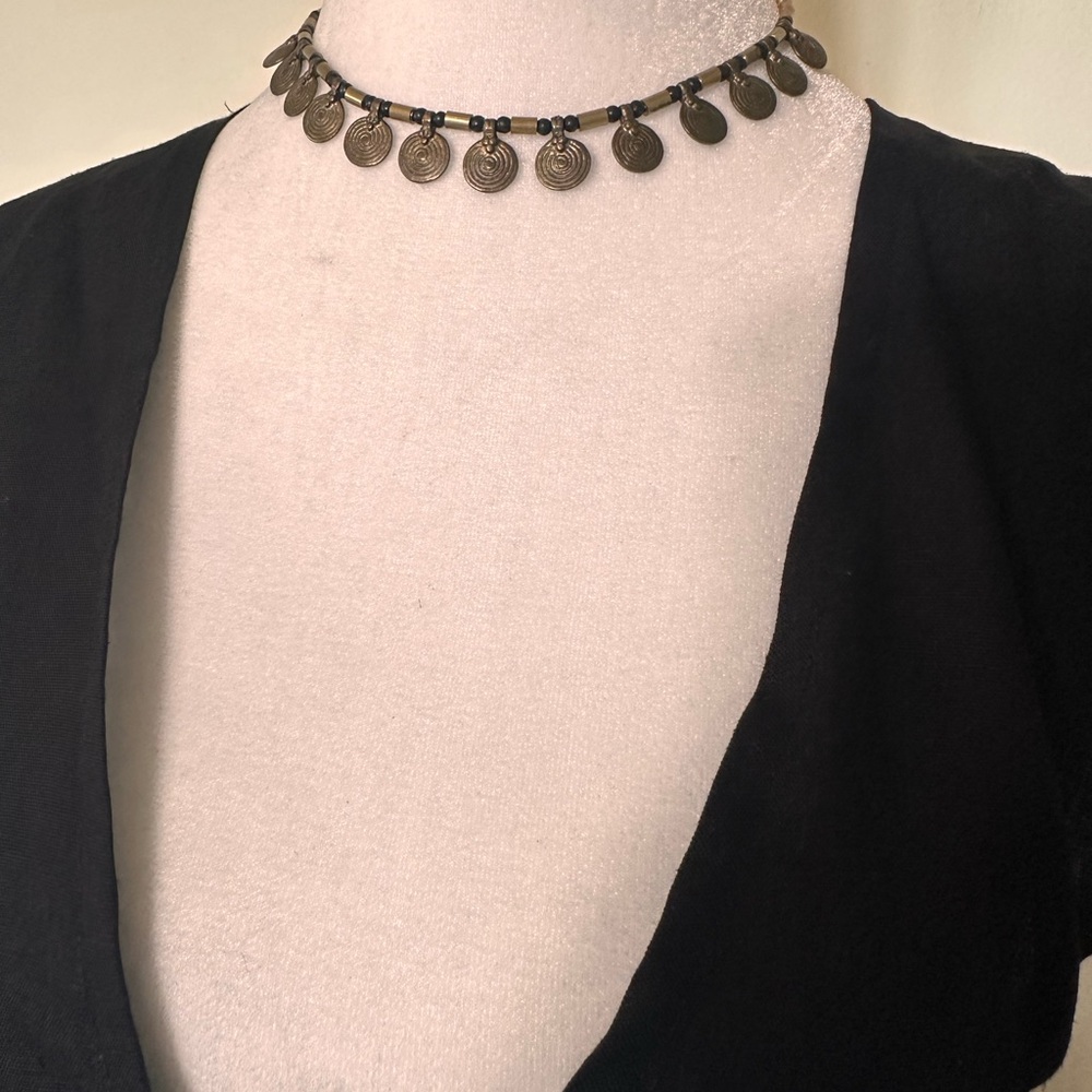 Choker Necklace with Disc Charms - Picture 2 of 2